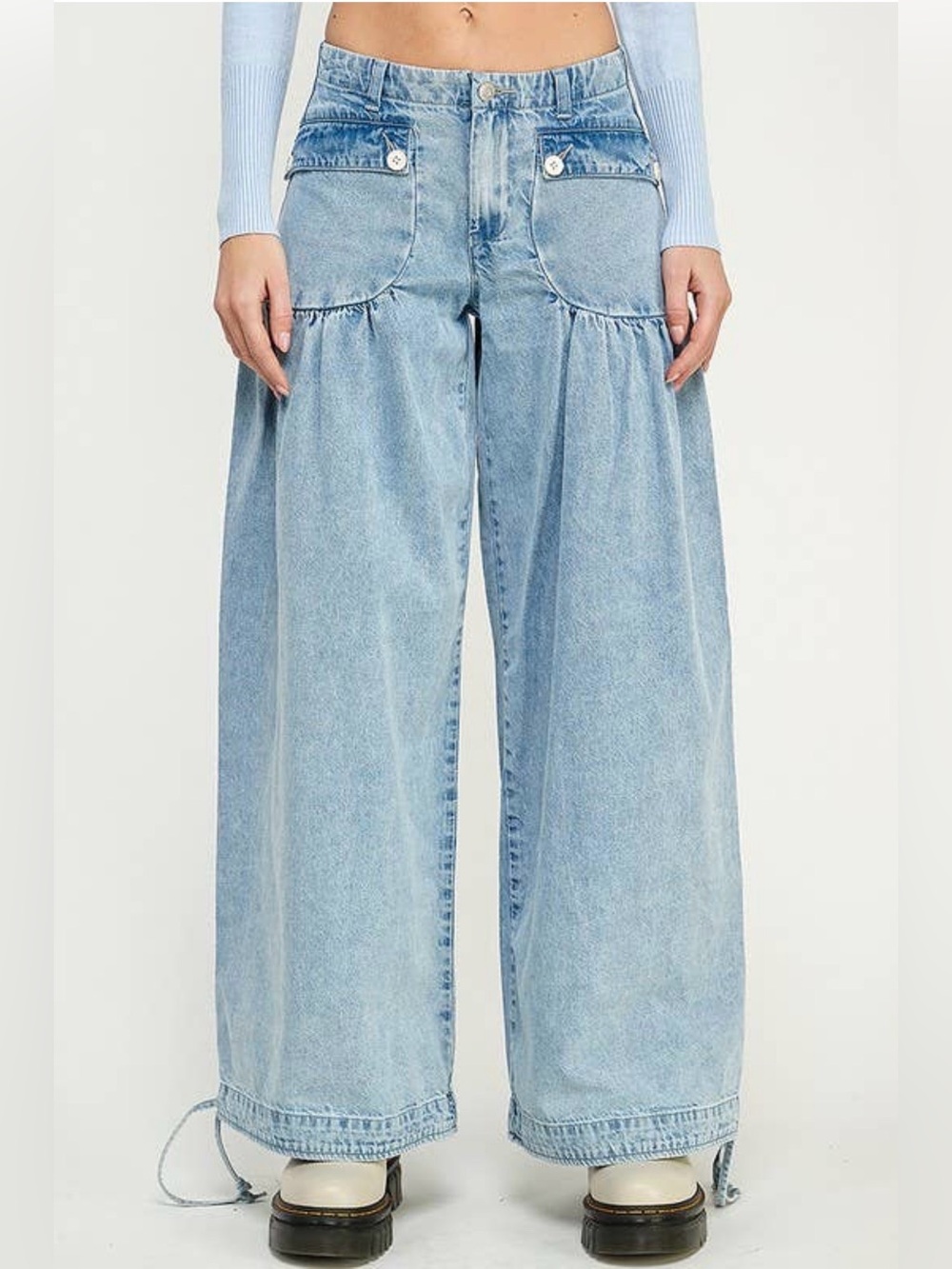 BiBi - Light Blue Wide-Leg Balloon Jeans